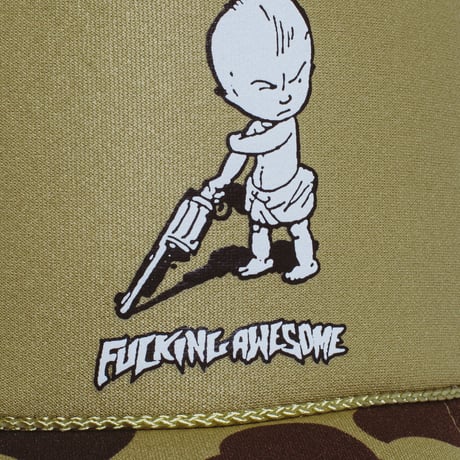 FUCKING AWESOME  GUN BABY SOFT FOAM TRUCKER HAT - WASHED CAMO