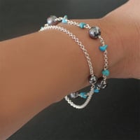 テラミラーｘスリーピングターコイズのシルバーブレス