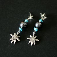 テラミラーｘスリーピングターコイズのシルバーピアス　No.300