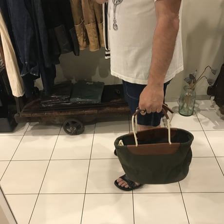 LB-8 OVAL TOTE ROUBIKI CANVAS✖️HORSE LEATHER SMALL