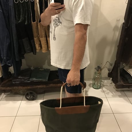 LB-8 OVAL TOTE ROUBIKI CANVAS✖️HORSE LEATHER LARGE