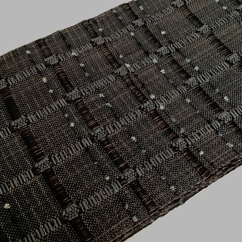 半幅帯 ダークブラウン　近賢織物 米沢織 近賢織物 半幅帯 おしゃれ四寸帯 スパーク 焦茶×黒×ピンク