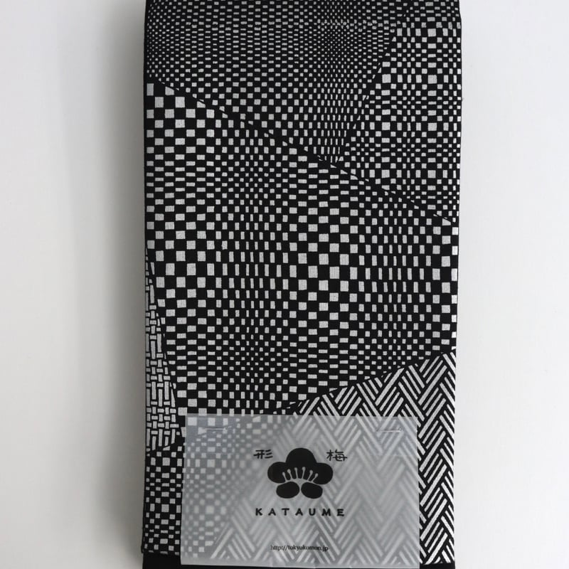 石塚染工形梅 半幅帯 幾何学寄小紋柄 | 坂本呉服店