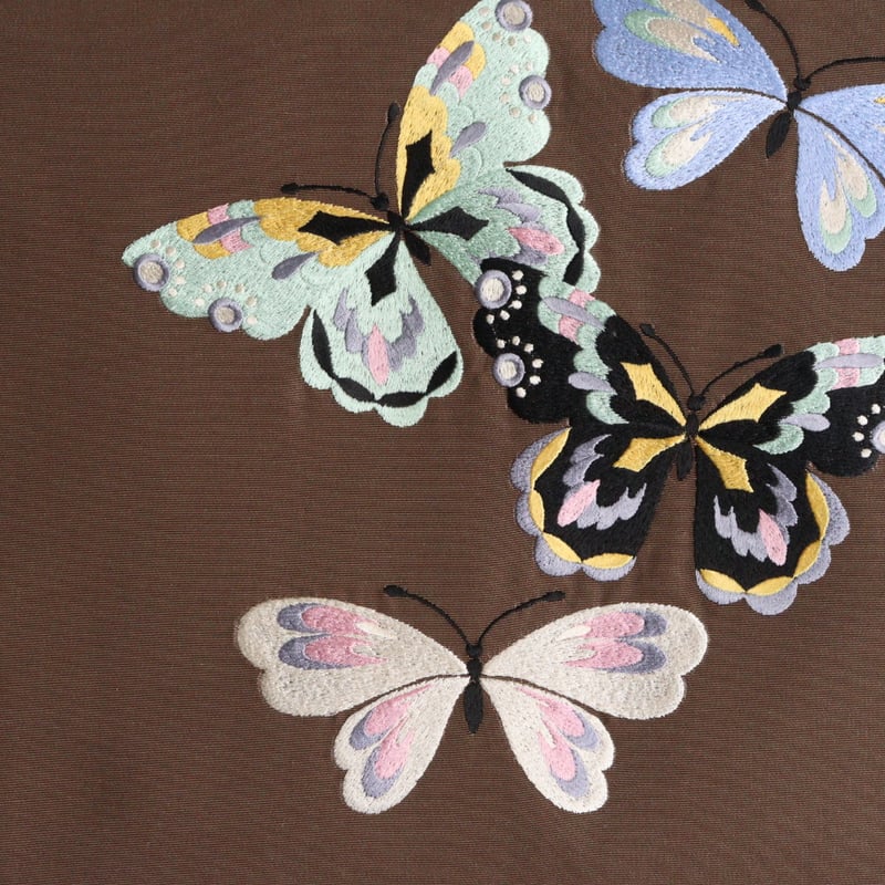 namintom 蝶々刺繍 名古屋帯 ブラウン | 坂本呉服店
