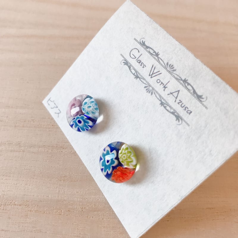 花*ミルフィオリ＊ピアス 202 | ガラス工房あずさ