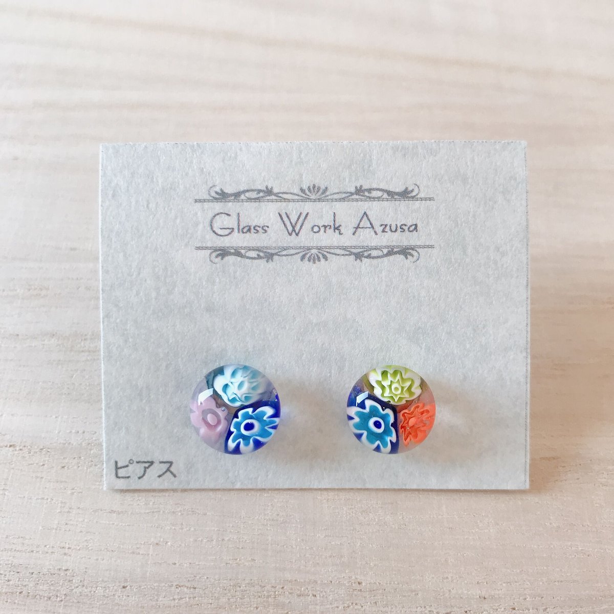 SOLD◆ハンドメイド 白 カラフル ミルフィオリ ガラス ピアス◆p11 SOLD◇ハンドメイド 白 カラフル ミルフィオリ ガラス ピアス◇p11