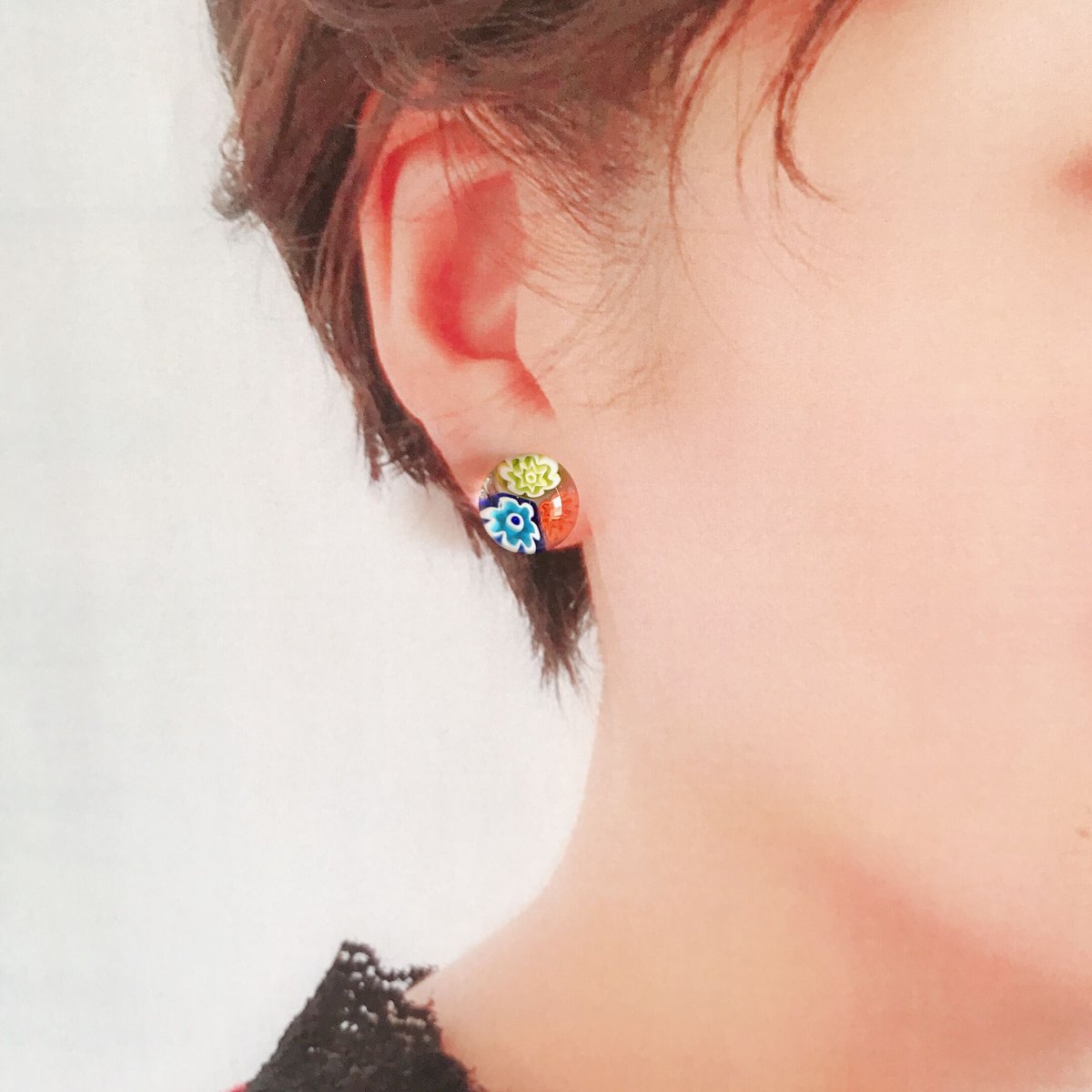 花*ミルフィオリ＊ピアス 202 | ガラス工房あずさ