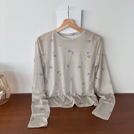 [9/28(月)～9/30(水)発送]花柄シアーTee