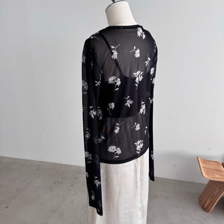 [9/28(月)～9/30(水)発送]花柄シアーTee