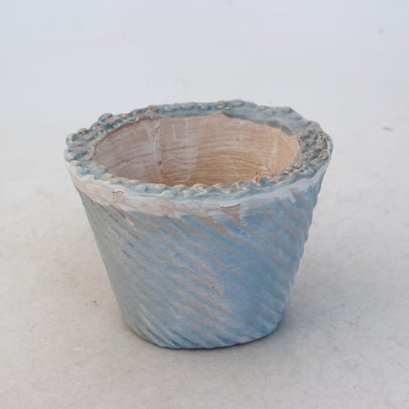 陶器製（２号ポット相当）多肉植物の欲しがる植木鉢　 AASc-ブルー7172