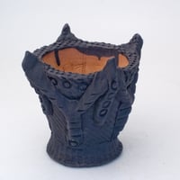 陶器製　縄文植木鉢 jomon-SSNh-ブラック-1109