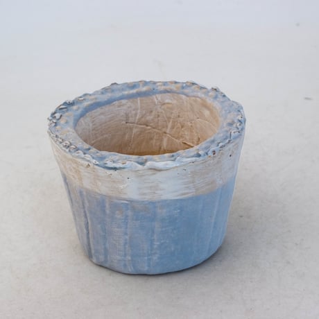 陶器製（2号ポット相当）多肉植物の欲しがる植木鉢 PSc-ブルー7165