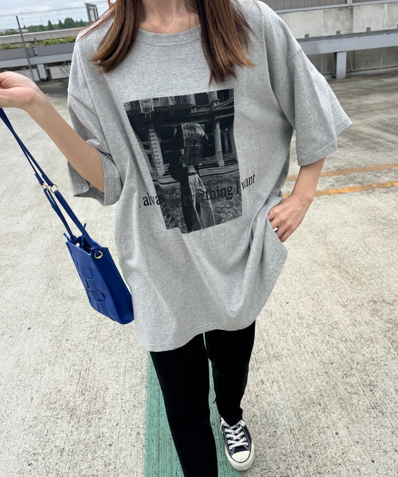 モノクロフォトプリントTシャツ(グレー) | COPINE
