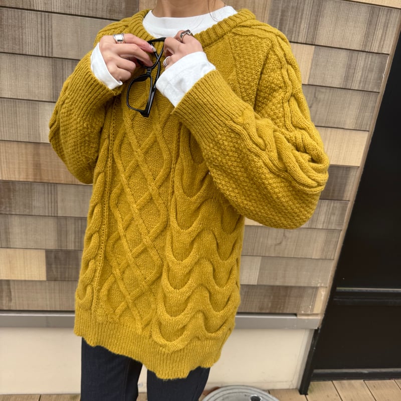 ケーブル編みゆるニット(マスタード） | COPINE