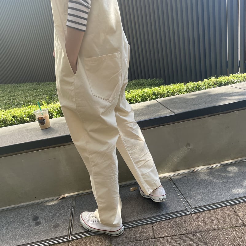 フロントジップワイドサロペット(ライトベージュ） | COPINE