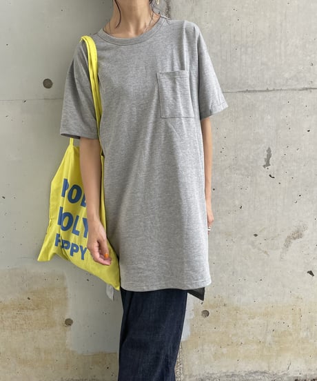 シンプルロングTシャツ(グレー）