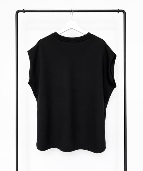 フロッキープリントフレンチスリーブTシャツ(ブラック)