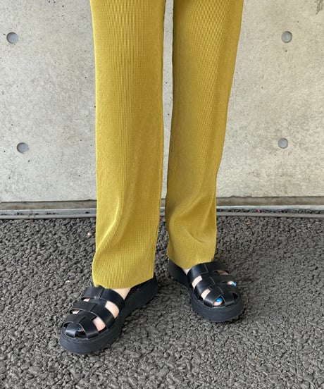 セルフカットプリーツパンツ(マスタード)