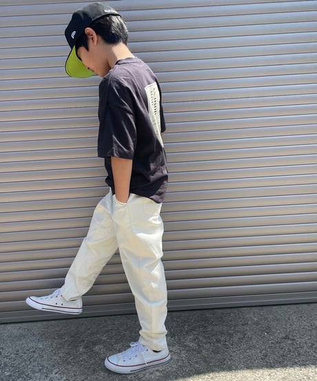 【kids】ストレッチ入り！ウエストゴムツイルテーパードパンツ・アイボリー(110~150)