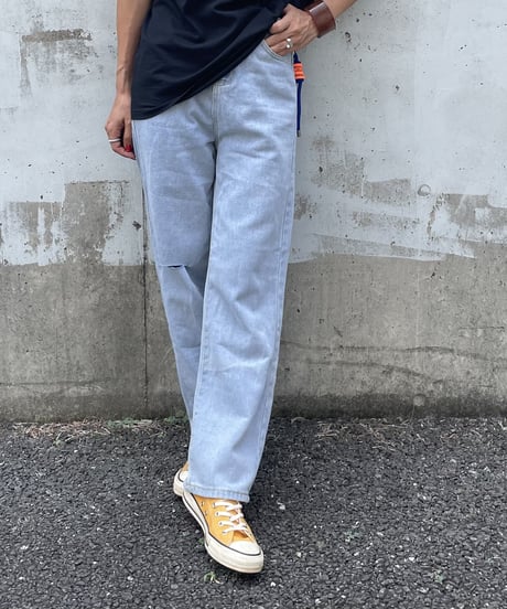 ハイウエストダメージデニムパンツ
