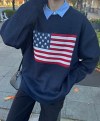 国旗デザインビッグニット(ネイビー)
