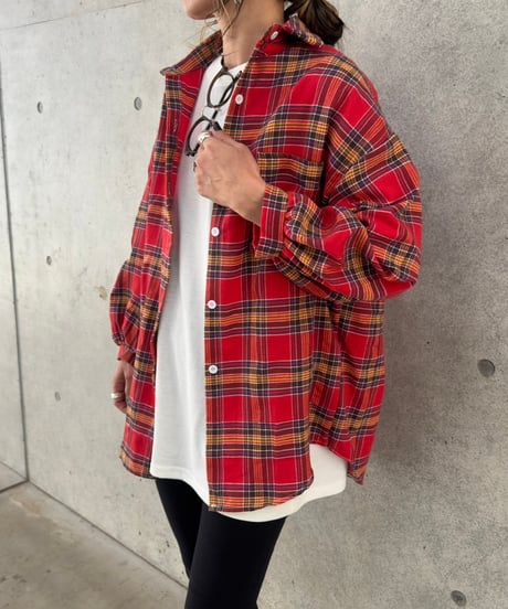 ビッグシルエットチェック柄シャツ
