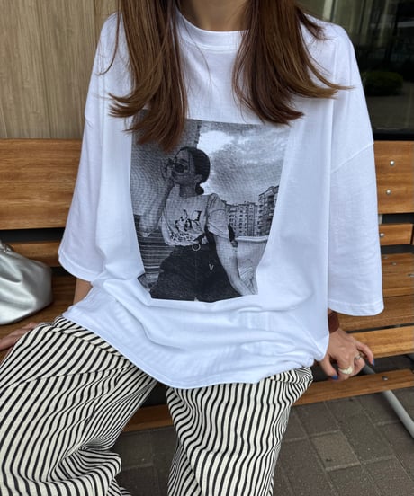 レディーフォトプリントビッグTシャツ(ホワイト)