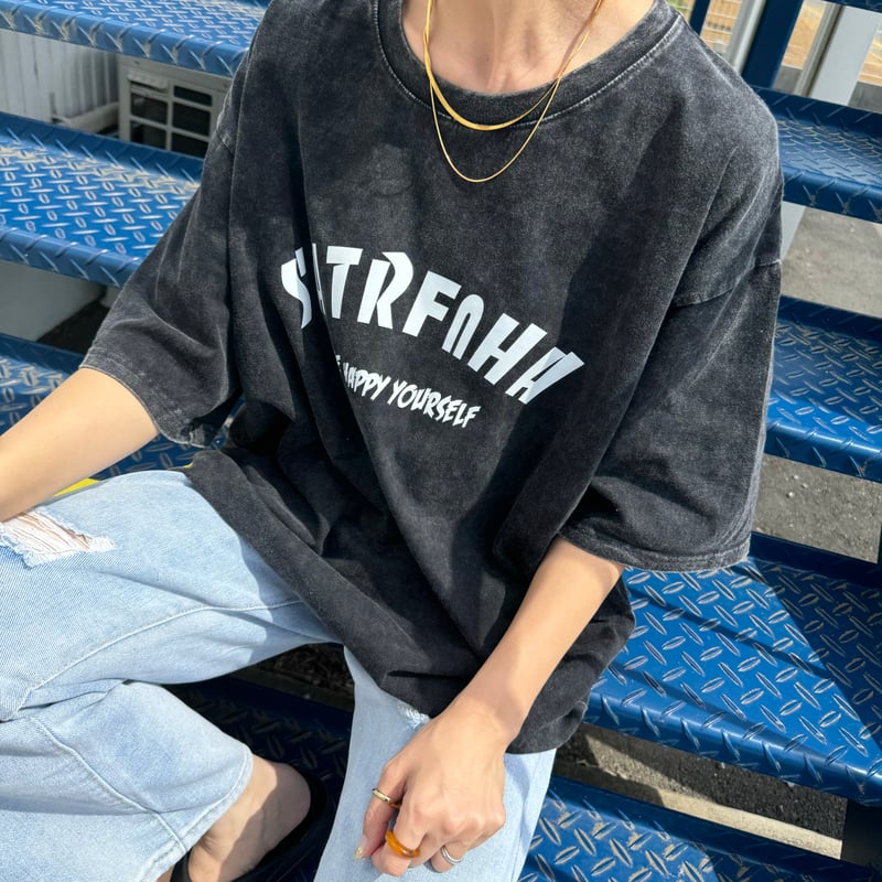 ウォッシュ加工ロゴTシャツ(ブラック) | COPINE ウォッシュ加工ロゴTシャツ(ブラック) | COPINE