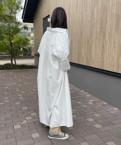 ワイド7分袖ロングシャツ(ホワイト)
