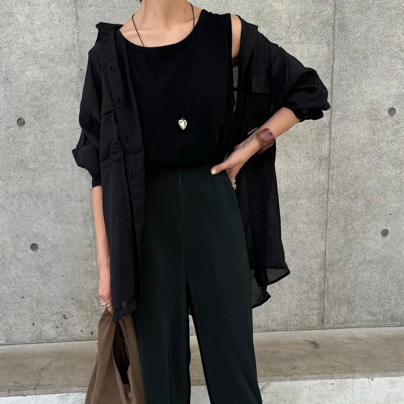 オーバーサイズ長袖シアーシャツ(ブラック) | COPINE オーバーサイズ長袖シアーシャツ(ブラック) | COPINE