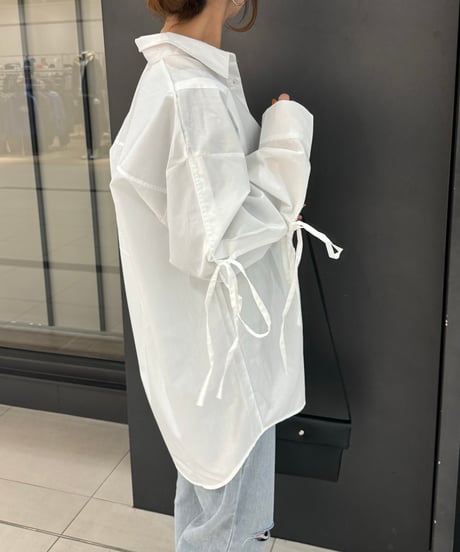 袖リボンブロードシャツ