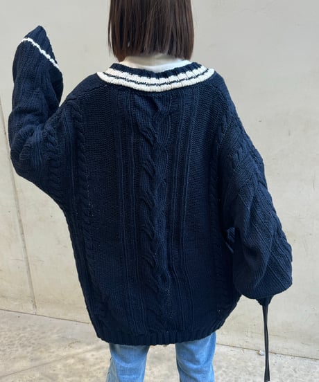 オーバーサイズチルデンニット(ネイビー)