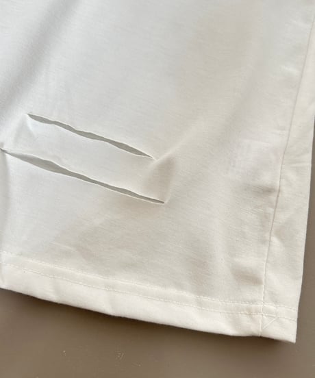 刺繍ロゴダメージビッグTシャツ(ホワイト)