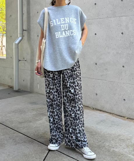 フロッキープリントフレンチスリーブTシャツ(グレー)