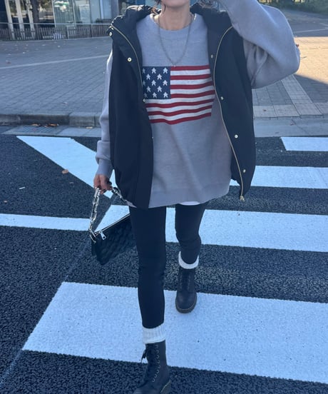 国旗デザインビッグニット(グレー)