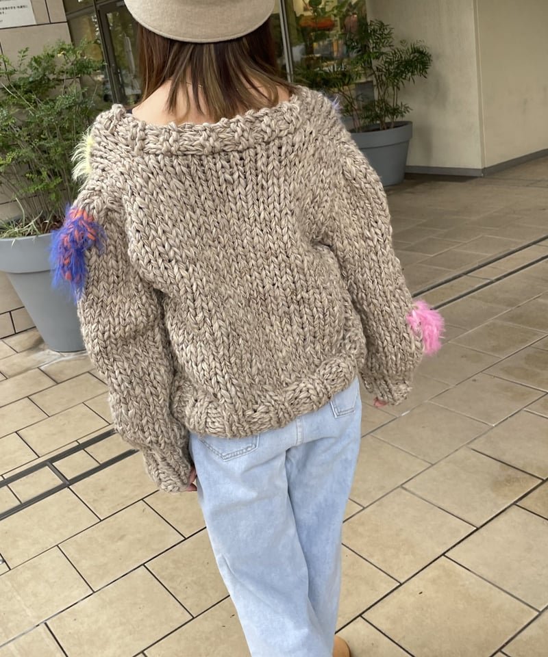 ハンドメイドざっくりニットケーブルカーディガン（ベージュ） | COPINE