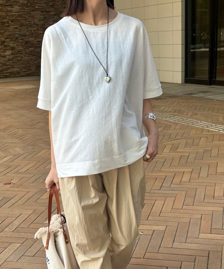 接触冷感バックロングTシャツ(ホワイト)