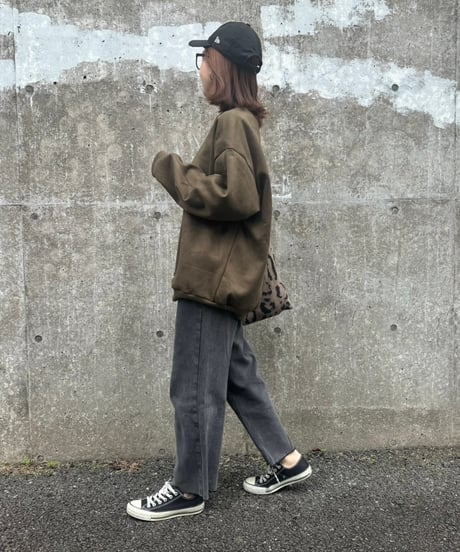 裏起毛スエード調スウェット(カーキ)