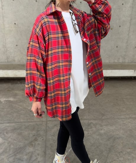 ビッグシルエットチェック柄シャツ