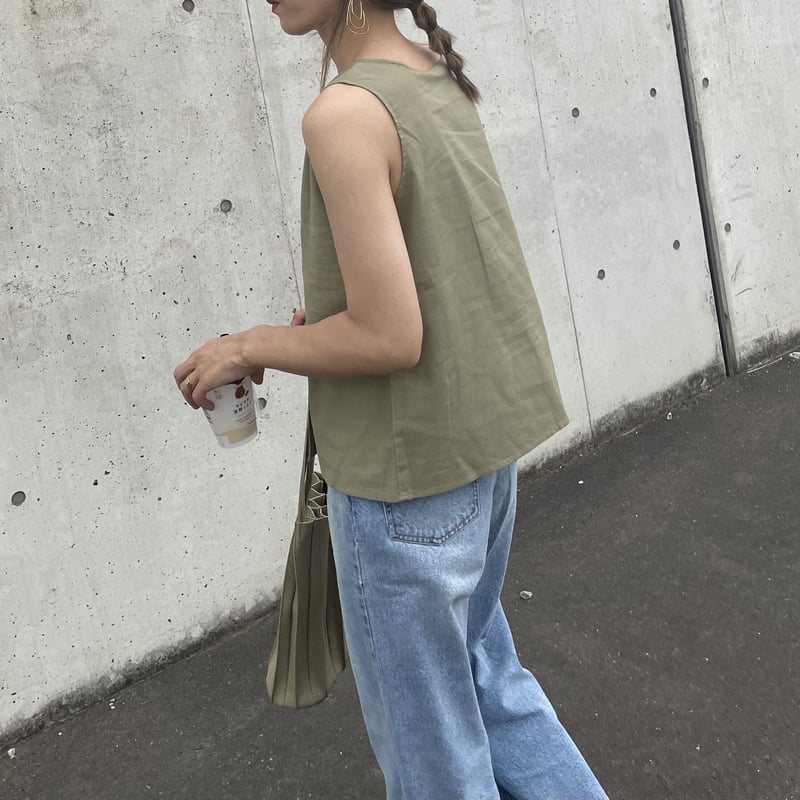 ラップデザインノースリーブ(カーキ) | COPINE
