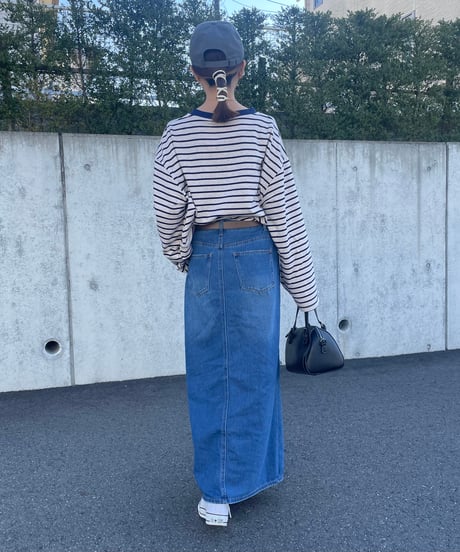 ダメージデニムロングスカート