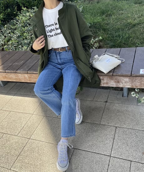 クロスデザインストレートデニムパンツ(2size)