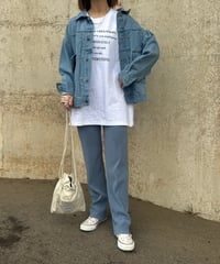 セルフカットプリーツパンツ(ブルー)