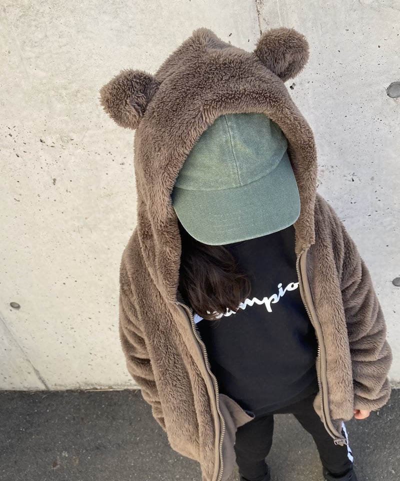 KRY clothing 新作ボアパーカー スタッズ　くま耳 kids】ボアフリースくま耳ジップアップパーカー(110~150) | COPINE