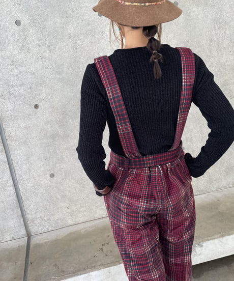 起毛チェック柄サロペット