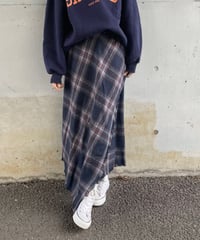 巻きスカート風チェック柄ロングスカート