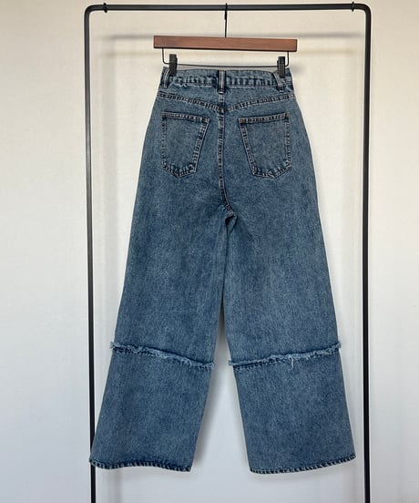 裾切替ワイドデニムパンツ(2size)
