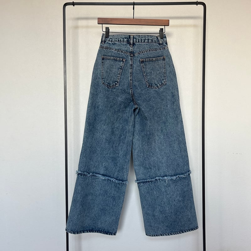 【Praia】デニム切替ワイドパンツ 裾切替ワイドデニムパンツ(2size) | COPINE