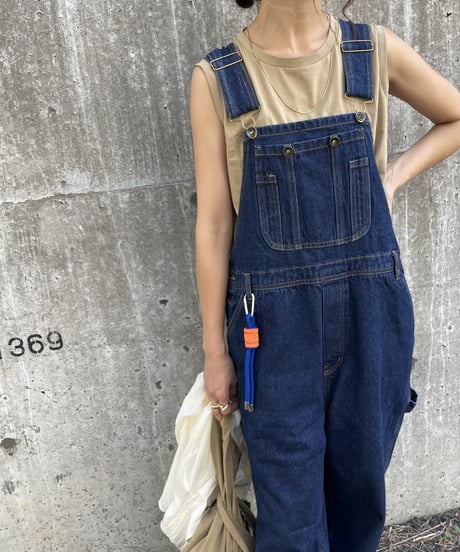 デニムサロペットパンツ（ワンウォッシュ)