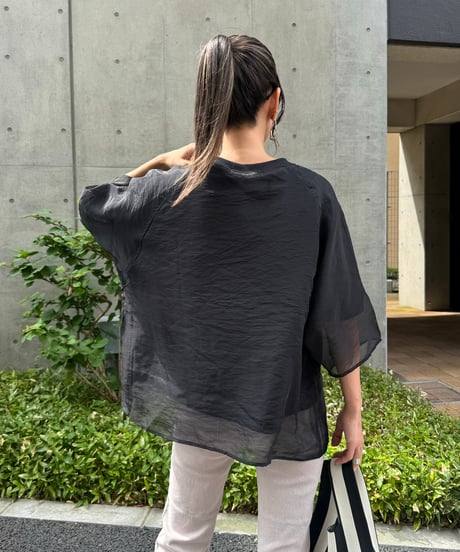 オーガンジーレイヤードロゴTシャツ(ブラック)